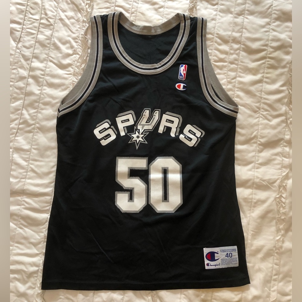 Vintage David Robinson Champion Jersey - Size 40 Spurs NBA